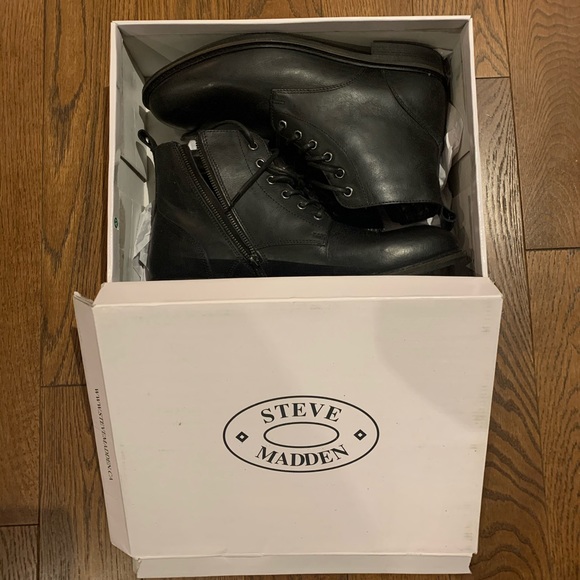 Steve Madden Krank Black Leather Boot - Picture 2 of 7